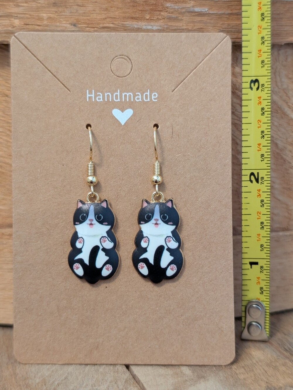 Cat Enamel Metal Earrings NEW